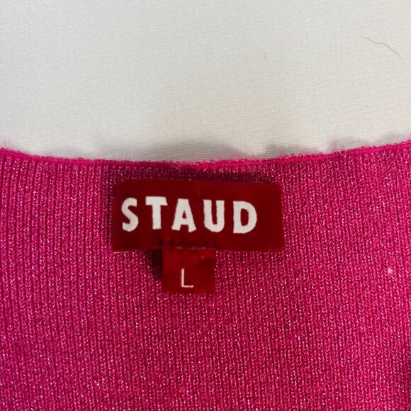 Staud Quartz Midi Slip Dress Party Cocktail Bodycon Metallic Peony Pink Large - Picture 10 of 16